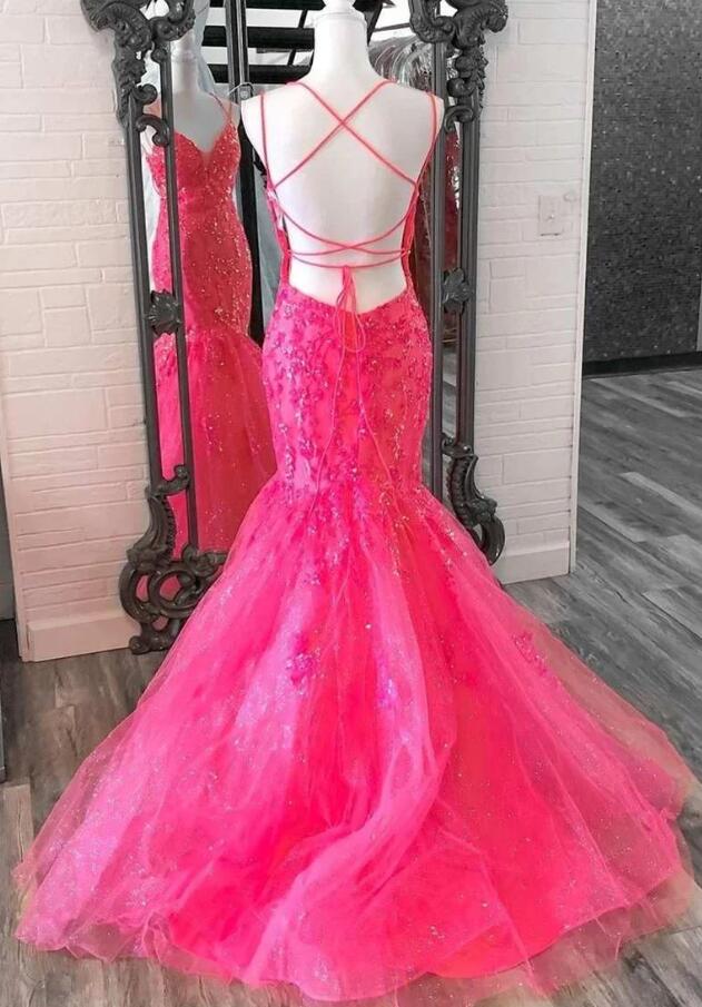 Sequins Tulle/Lace Mermaid Long Prom Dress