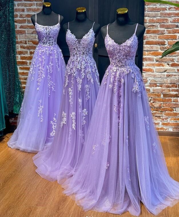 2024 Straps Lace/Tulle A-line Long Prom Dress