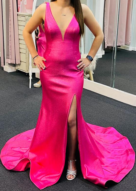 V-neck Mermaid Long Prom Dress with Slit