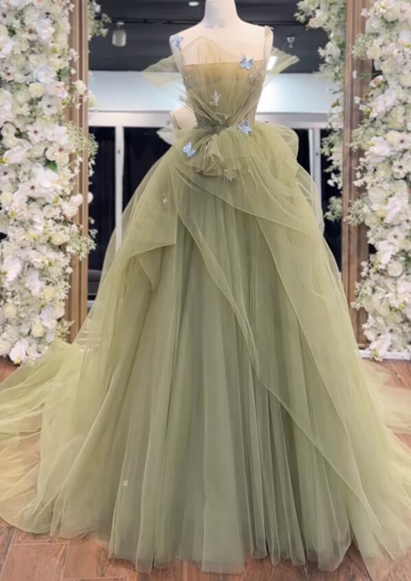 Straps Ball Gown Long Prom Dress Sweet 16 Quinceanera Dress