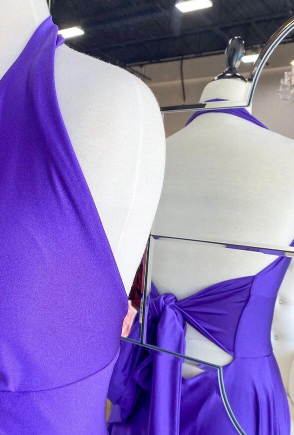 Halter Neck Open Back Long Prom Dress