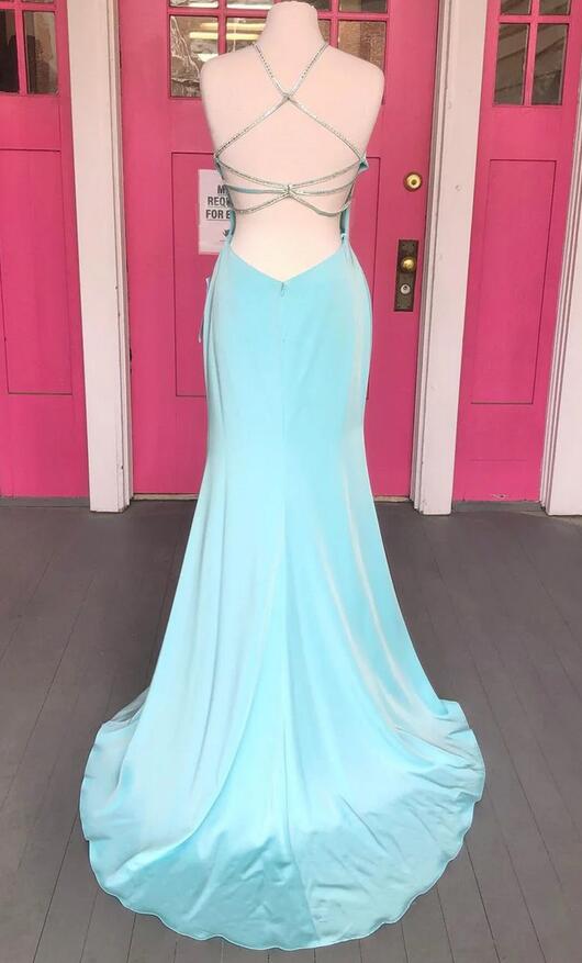 Criss Cross Straps Mermaid Long Prom Dress with Slit