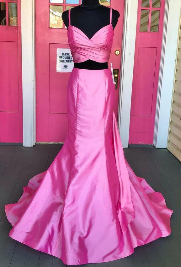 Straps Two Pieces Mermaid Long Prom Dress