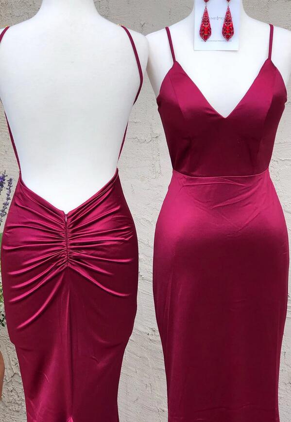 Straps Open Back Mermaid Long Prom Dress