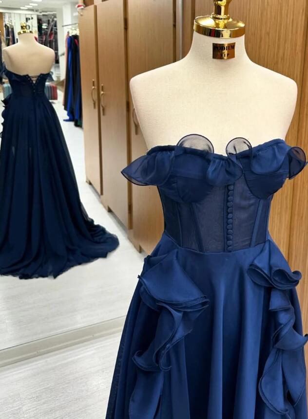Strapless Long Prom Dress with Ruffle Skirt