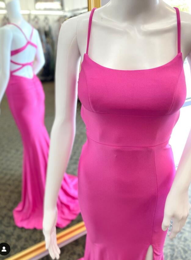 Straps Mermaid Long Prom Dress with Slit