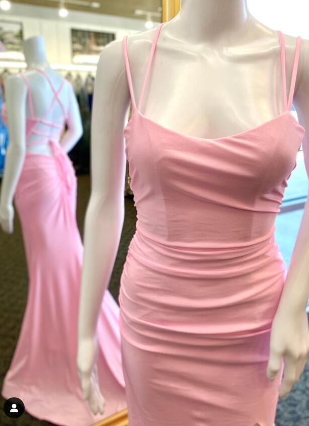 Straps Mermaid Long Prom Dress with Slit