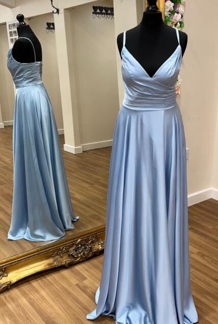 Straps A-line Simple Long Prom Dress