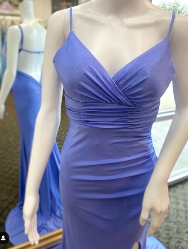 Straps V-neck Long Prom Dress with Open Back