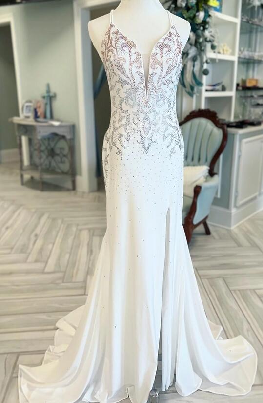 Straps Mermaid Long Prom Dresses with Beading