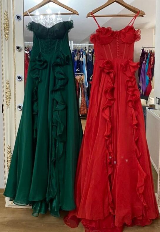 Strapless Long Prom Dress with Ruffle Skirt