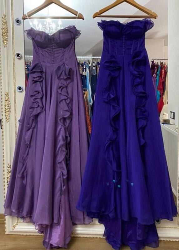 Strapless Long Prom Dress with Ruffle Skirt