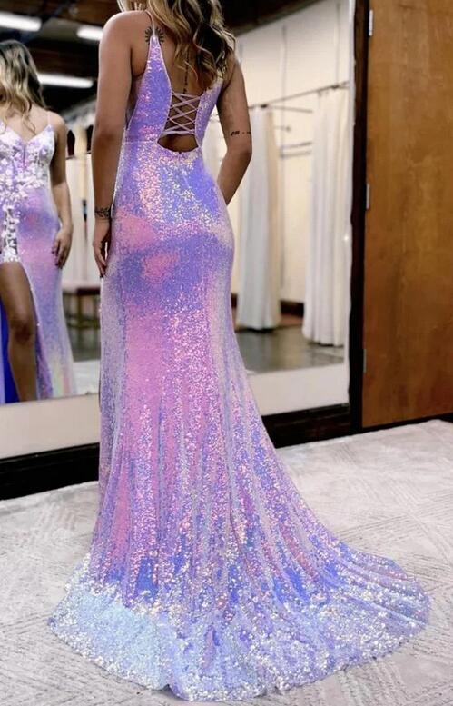Sequins Mermaid Long Prom Dress with Appliques