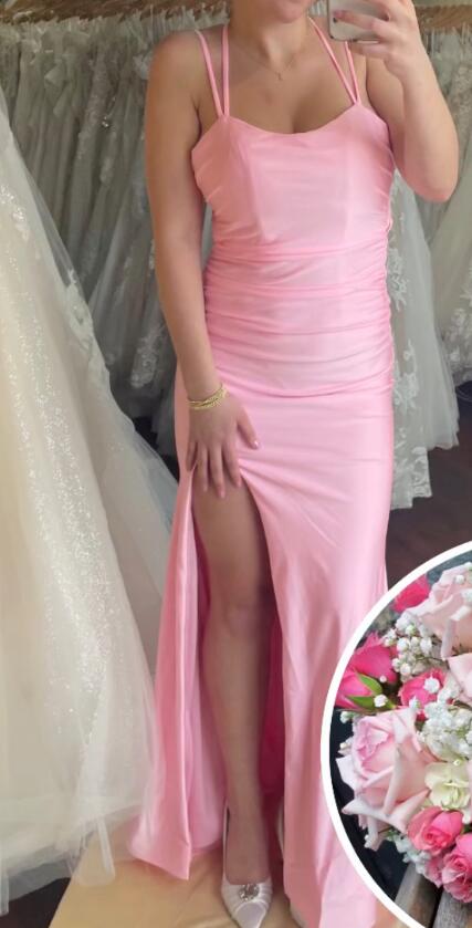 Straps Mermaid Long Prom Dress with Slit