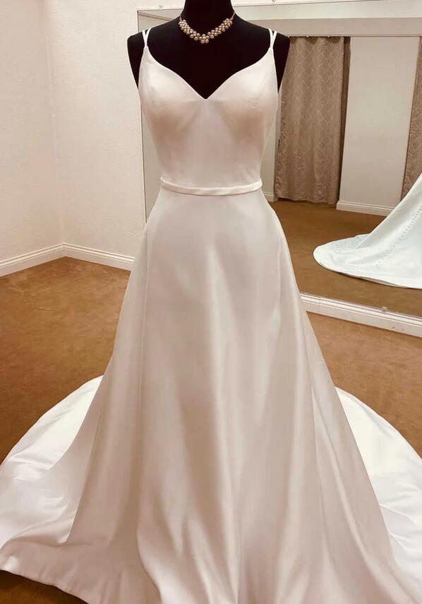 Spaghetti Straps Open Back A-line Wedding Dress