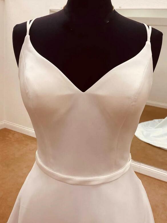 Spaghetti Straps Open Back A-line Wedding Dress