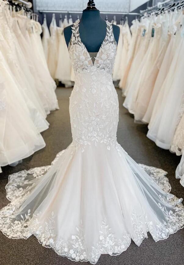 Halter Neck Mermaid Tulle/Lace Wedding Dress