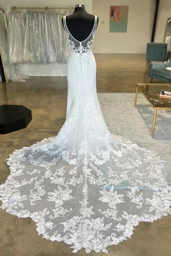 Plunge V Strapless Mermaid Wedding Dress
