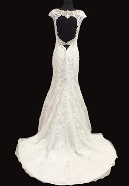Open Back Mermaid Wedding Dress with Cap Sleeves