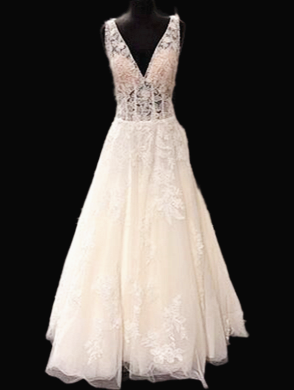 Open Back V-neck A-line Wedding Dress