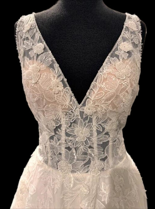 Open Back V-neck A-line Wedding Dress