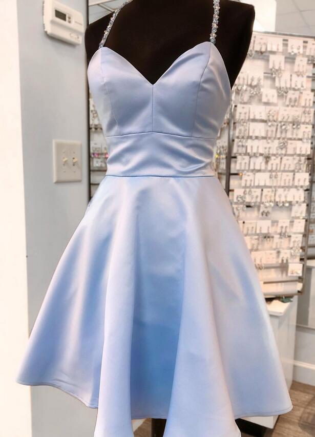 Straps Short Homecoming Dress with Beading