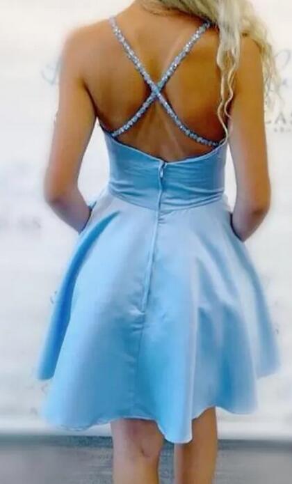 Straps Short Homecoming Dress with Beading