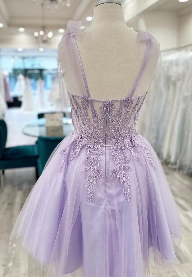 Short Homecoming Dress with Lace Top