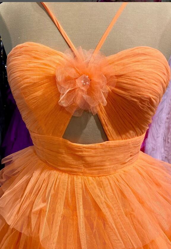 Short Homecoming Dress with Keyhole and Ruffle Skirt