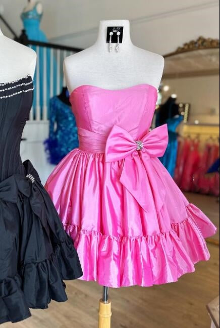 Strapless Ruffle Hem Homecoming Dress