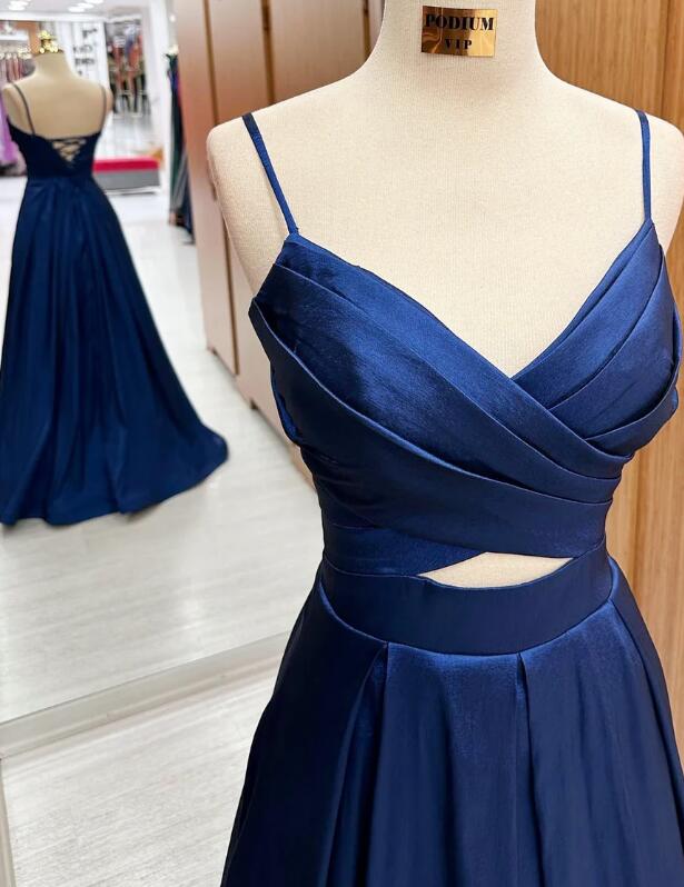 Straps A-line Long Prom Dress
