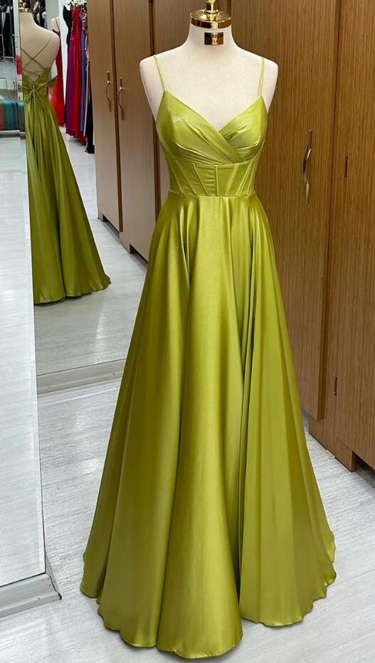 Straps A-line Long Prom Dress
