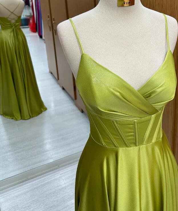 Straps A-line Long Prom Dress