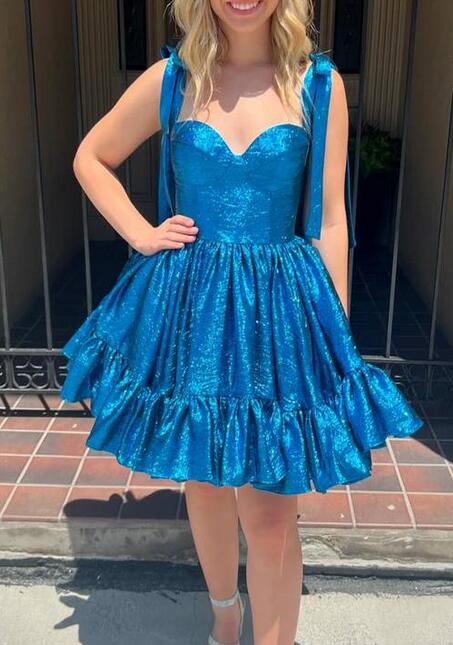 Bow Straps Short Homecoming Dress with Ruffle Skirt DressesTailor Bow Straps Short Homecoming Dress with Ruffle Skirt DressesTailor