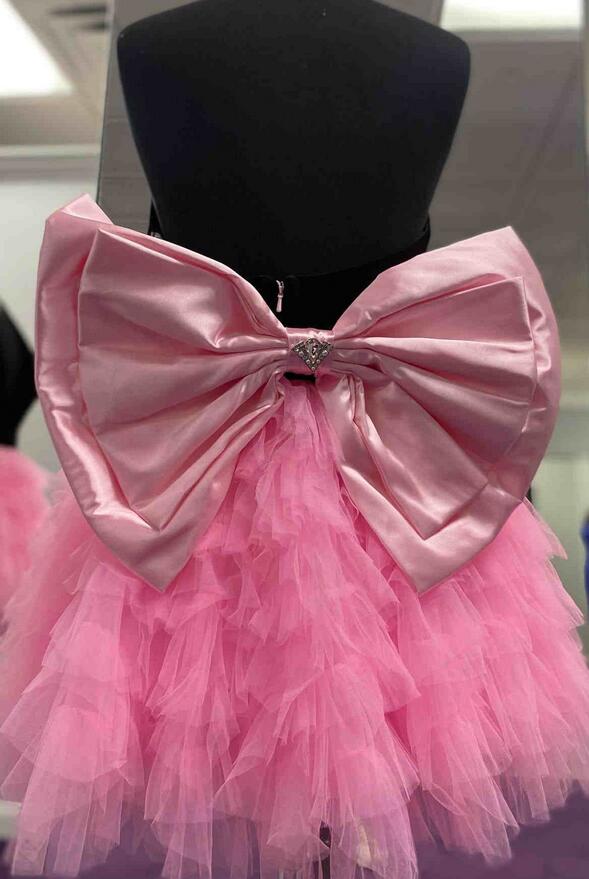 Open Back V-neck Homecoming Dress with Ruffle Skirt