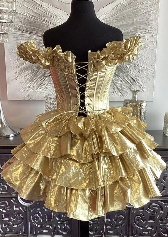 Off the Shoulder Short Homecoming Dress with Ruffle Skirt