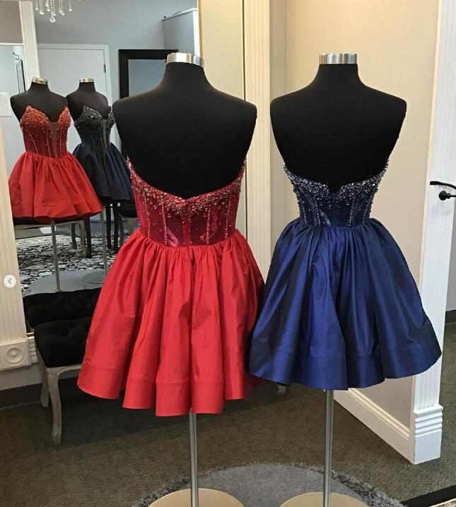 Strapless Short Homecoming Dress with Beading