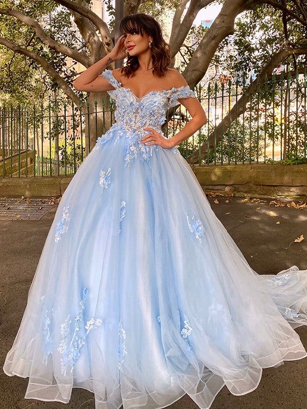 Ball Gown Off-the-Shoulder Prom Dresses,Sweet 16 Dresses