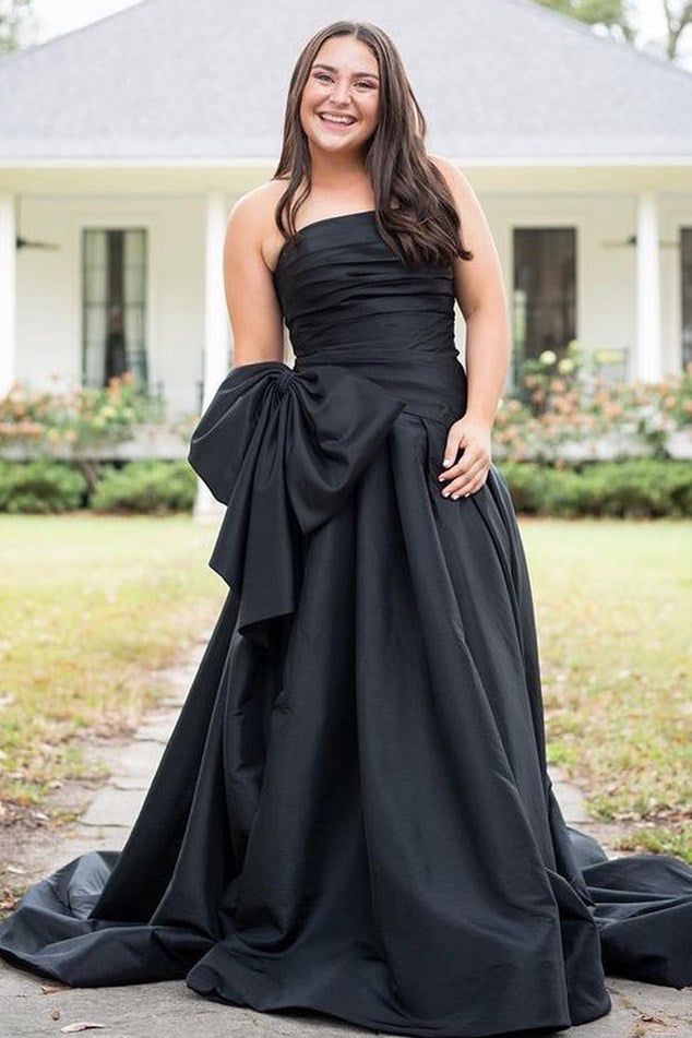 Strapless Long Prom Dress with Bow