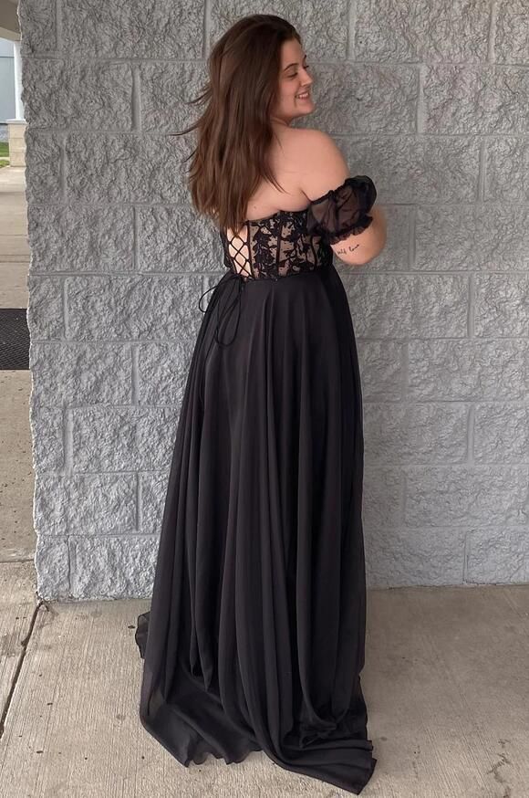 Lilac Strapless Chiffon Long Prom Dresses with Lace Bodice