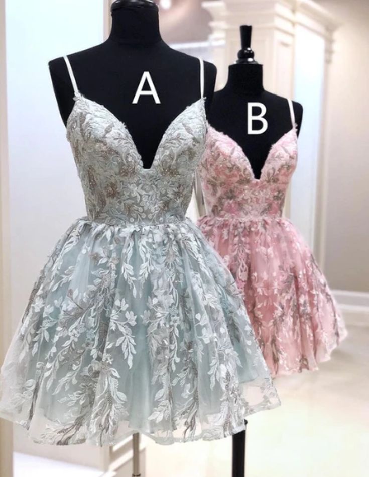 Spaghetti Straps Short Lace Homecoming Dress