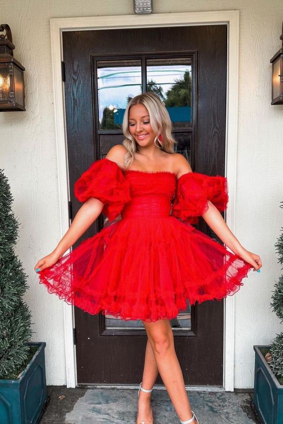 Tulle A-line Homecoming Dress with Sheer Corset Bodice and Ruffle Embellishments