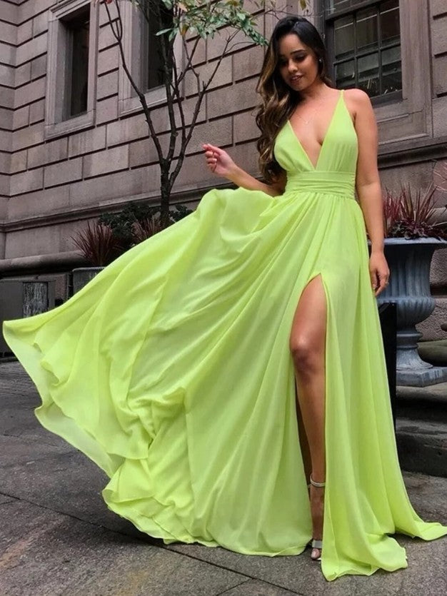 sexy neon dress Sexy Prom Dress with Slit, Pageant Dress, Evening Dress, Dance Dresses – DressesTailor
