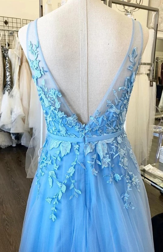 Light Blue Prom Dress, Pageant Dress, Evening Dress, Dance Dresses, Graduation School Party Gown
