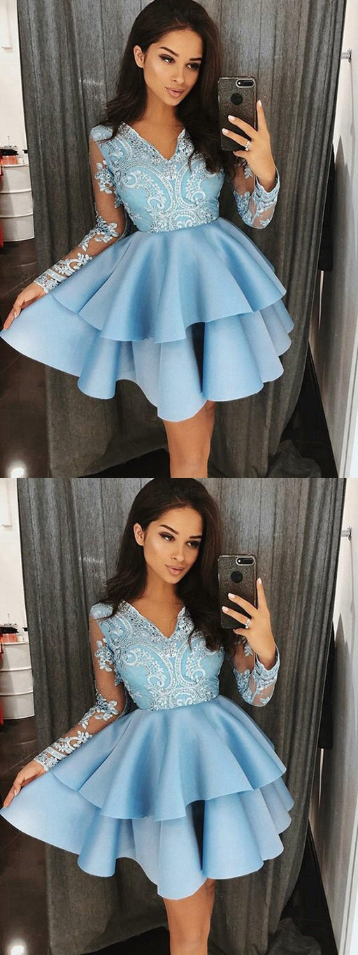 Light Blue Short Prom Dress, Homecoming Dresses, Graduation School Party Gown