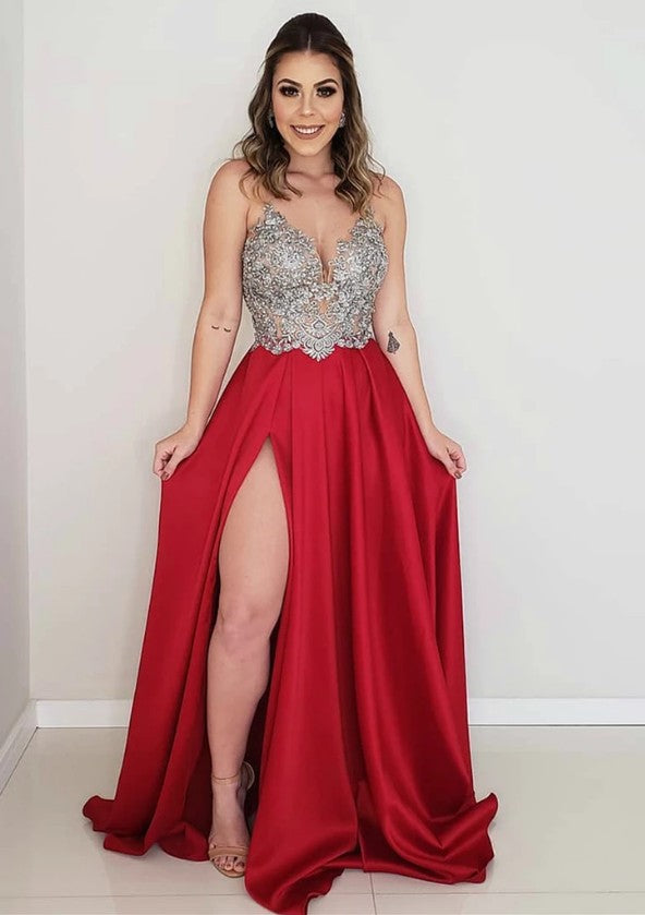 New Style Prom Dress with Slit, Pageant Dress, Evening Dress, Dance Dresses, Graduation School Party Gown