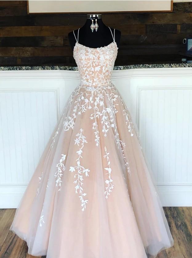 New Style Champagne Prom Dress with Straps, Prom Dresses, Pageant Dres – DressesTailor