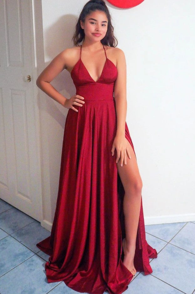 Sexy Prom Dress with Slit, Pageant Dress, Evening Dress, Dance Dresses, Graduation School Party Gown