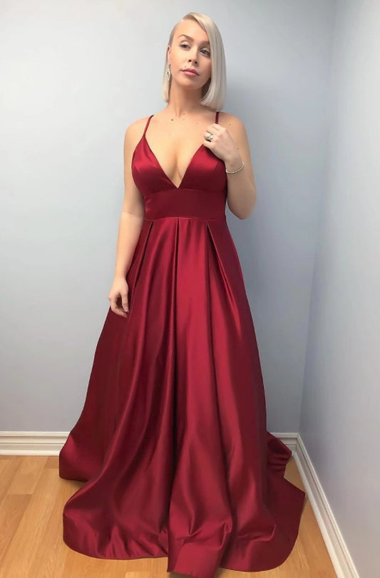 Sexy Prom Dress Deep V Neckline, Pageant Dress, Evening Dress, Dance Dresses, Graduation School Party Gown