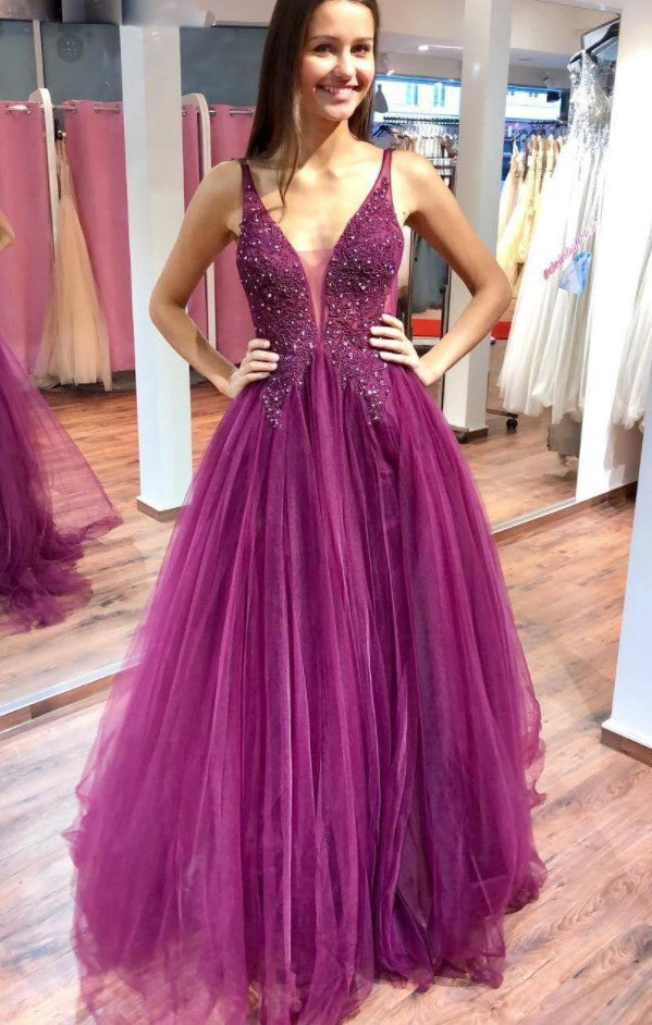 Purple Prom Dresses, Pageant Dress, Evening Dress, Dance Dresses, Graduation School Party Gown